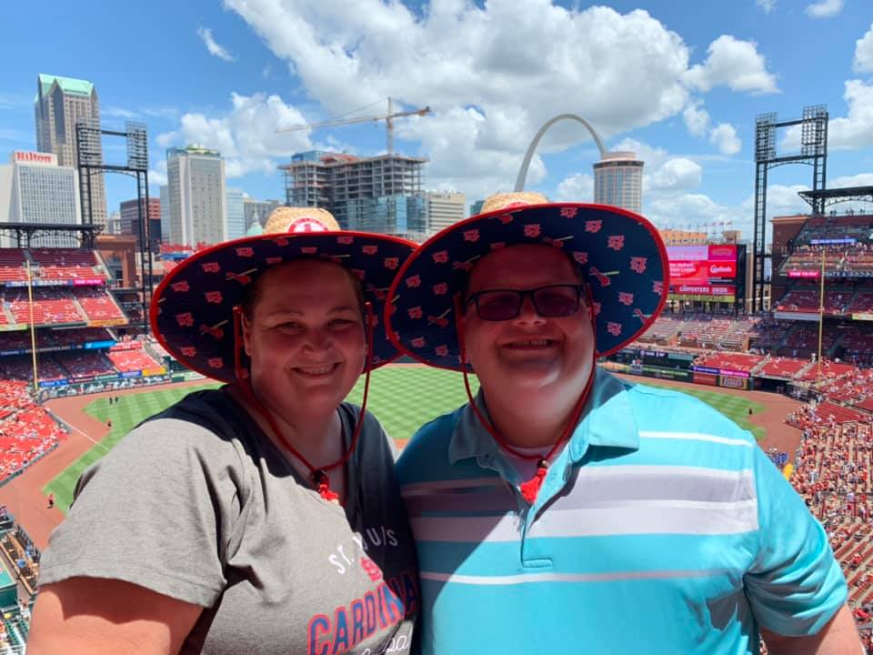 Griffith with wife Kristy at a St. Louis Cardinals baseball game.